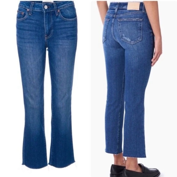 TRAVE Colette Kick Flare High Rise Raw Hem Jeans Size 31 - Picture 6 of 7